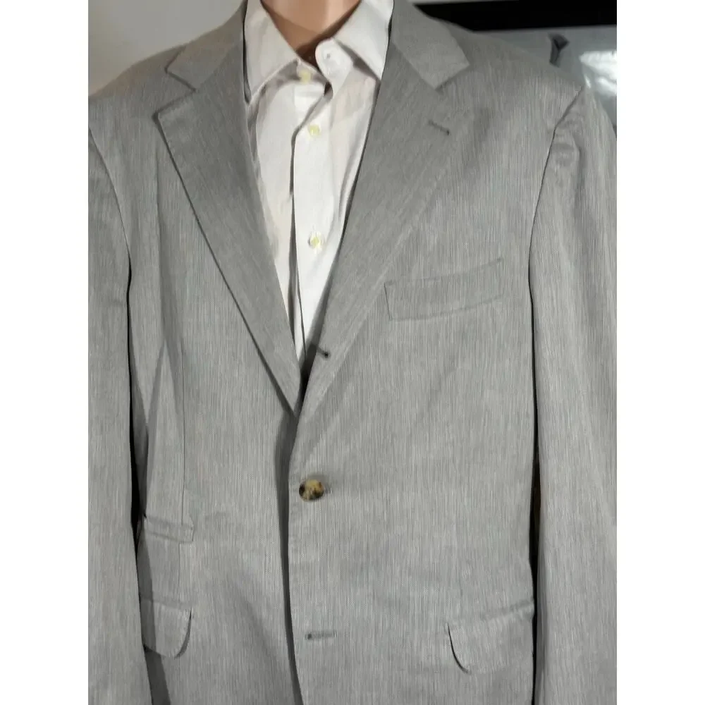 Brunello Cucinelli Gray Cotton Birdseye Nailhead Blazer Sportcoat 54IT 42R US